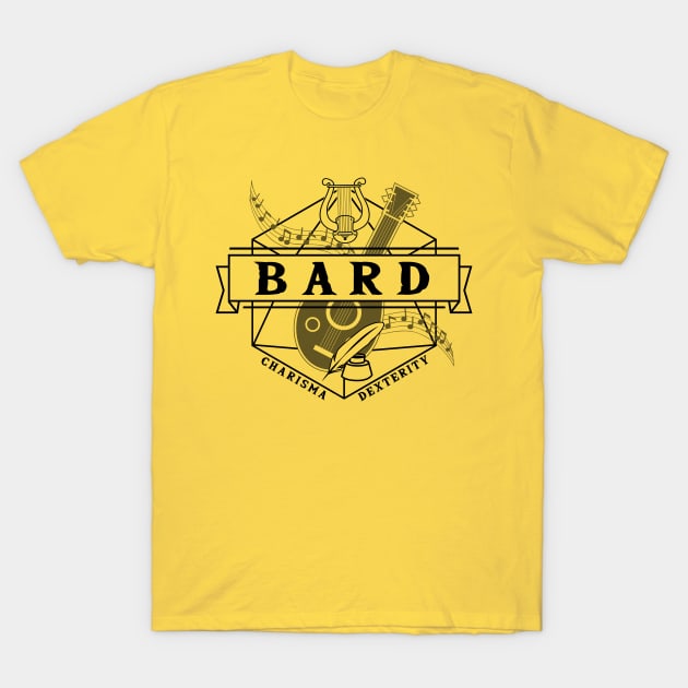 Bard (Black) T-Shirt by Moon Phoenix Crafts & Designs